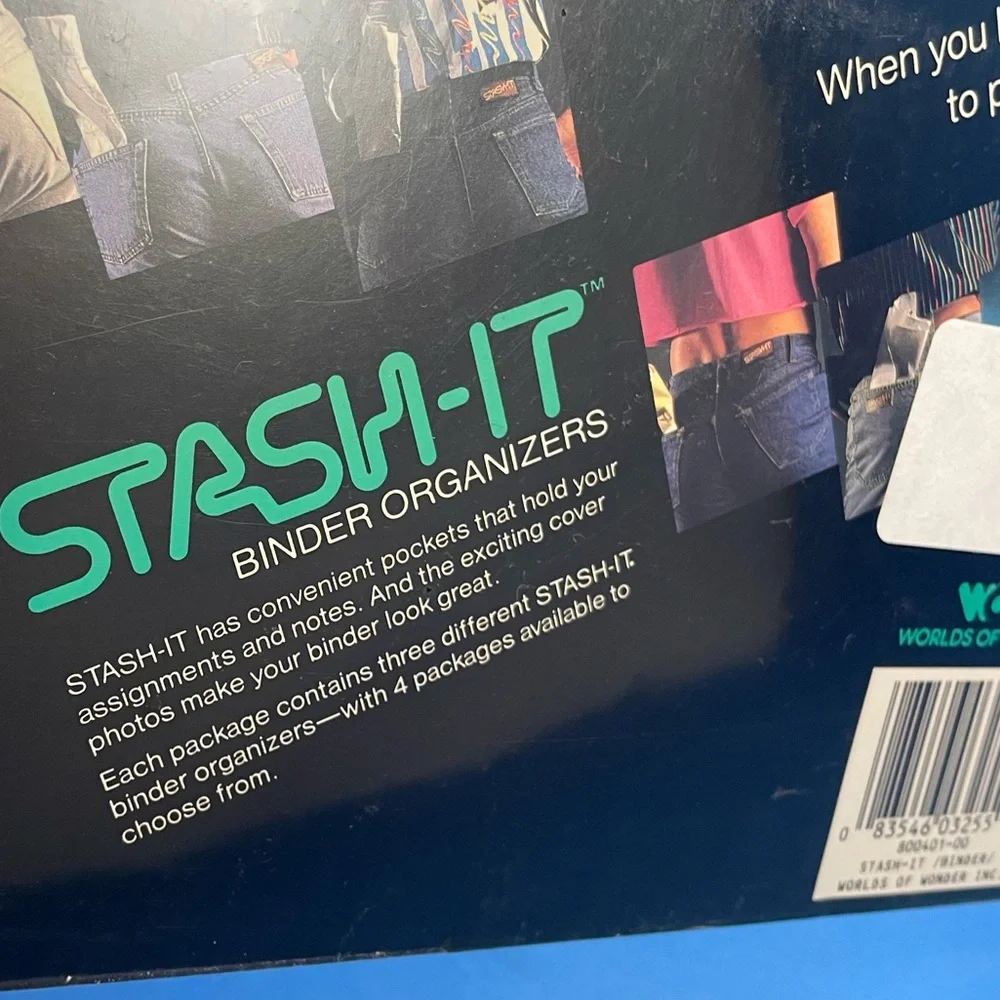 VTG 80s Stash-It *sealed* pack of three 3-hole pocket folders w/ guys’ butts